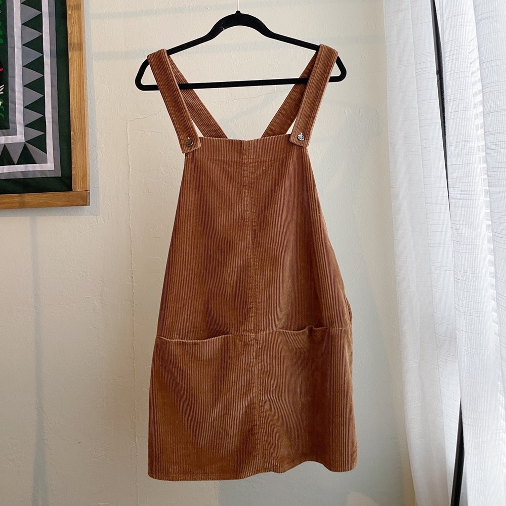 Zara Basics Corduroy Brown Overall Dress Pinafore Dress